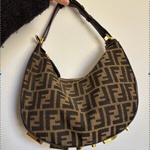 Fendigraphy Small Brown FF jacquard fabric bag